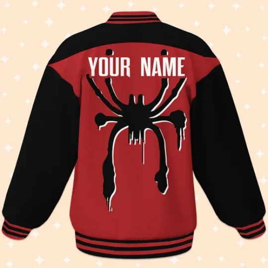 Custom Spiderman Miles Morales Red Spider Baseball Jacket, Baseball Outfit