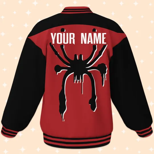 Custom Spiderman Miles Morales Red Spider Baseball Jacket, Baseball Outfit