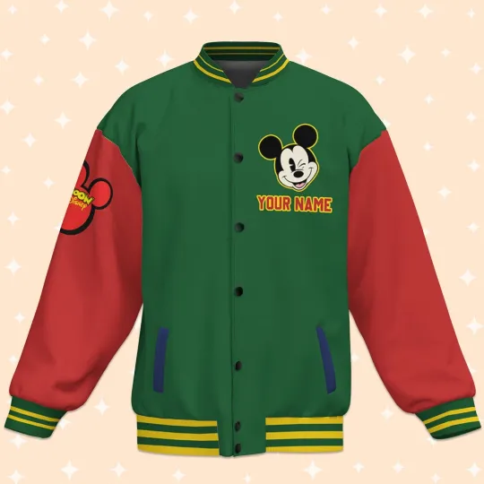 Personalize Disney Trip Mickey Mouse Head, Custom Disney Baseball Jacket