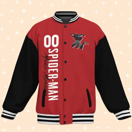Custom Spiderman Miles Morales Red Baseball Jacket, Baseball Outfit