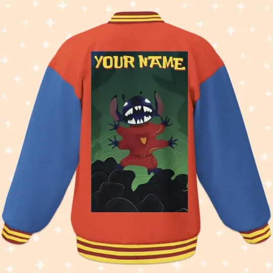 Custom Stitch Fun Baseball Jacket Adult Varsity Jacket Personalized Disney Jacket
