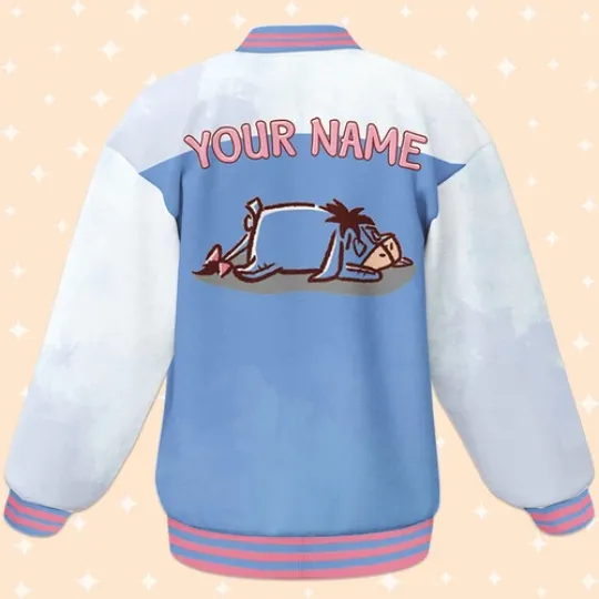 Custom Eeyore Fun Baseball Jacket, Adult Varsity Jacket, Personalized Disney Jack