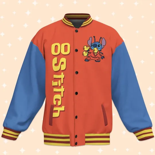 Custom Stitch Fun Baseball Jacket Adult Varsity Jacket Personalized Disney Jacket