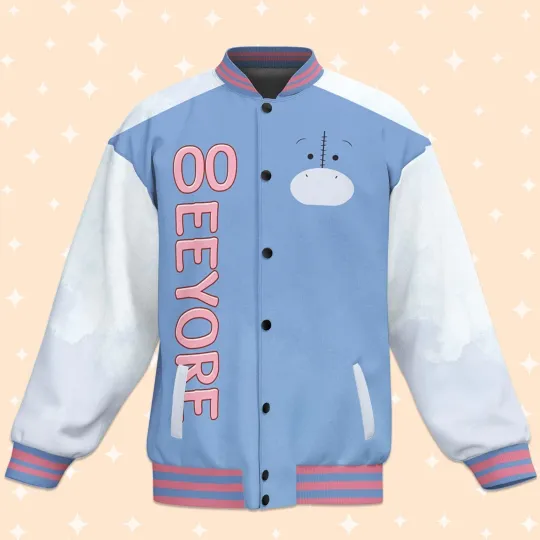 Custom Eeyore Fun Baseball Jacket, Adult Varsity Jacket, Personalized Disney Jack