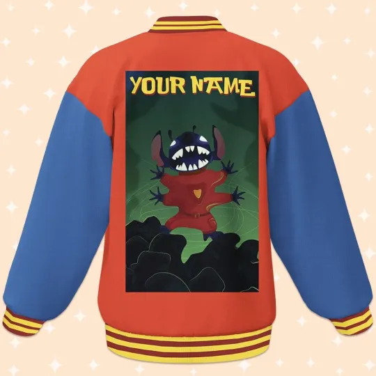 Custom Stitch Fun Baseball Jacket Adult Varsity Jacket Personalized Disney Jacket
