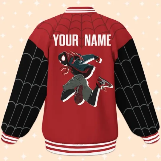 Custom Spiderman Miles Morales Red Web Baseball Jacket Baseball Outfit Personaliz