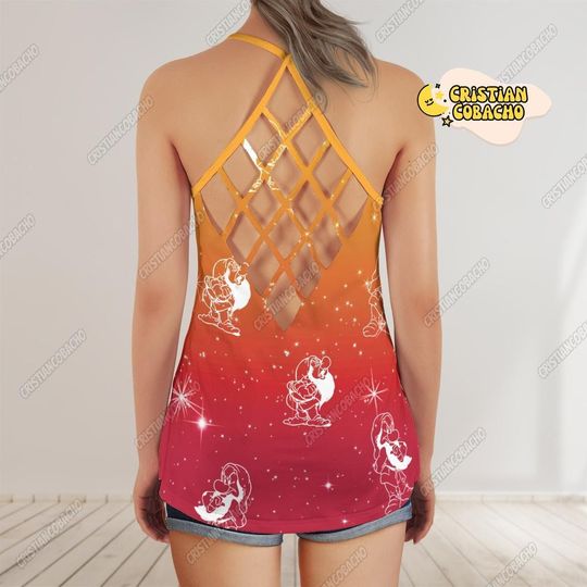 Grumpy Criss Cross Tank Top, Disney Grumpy Face Gym Tank Top