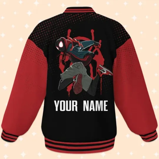 Custom Spiderman Miles Morales Cool Baseball Jacket, Baseball Outfit, Personalize