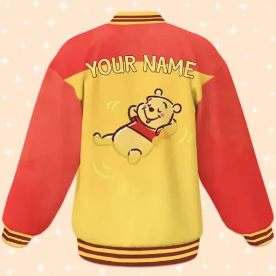 Custom Winnie the Pooh Fun Baseball Jacket, Adult Varsity Jacket, Personalized