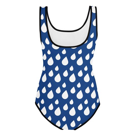 Swimwear - Blue Printed Water Drop Pattern Swimsuit