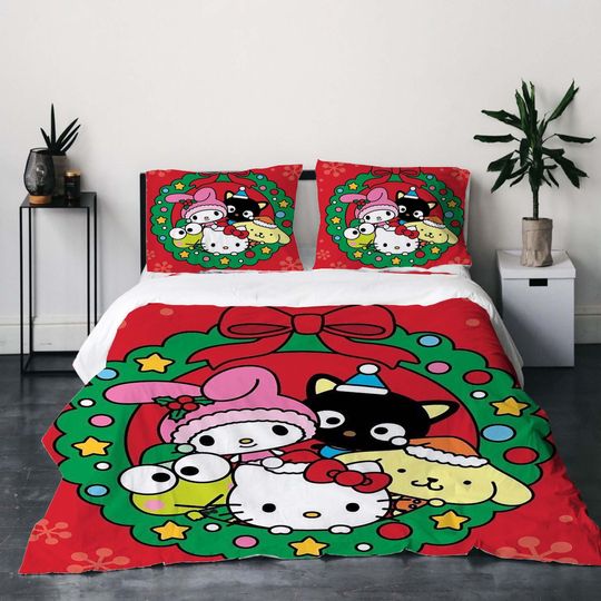 Christmas My Melody Kuromi Bedding Set, Home Decor