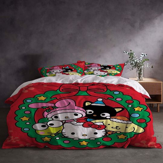 Christmas My Melody Kuromi Bedding Set, Home Decor