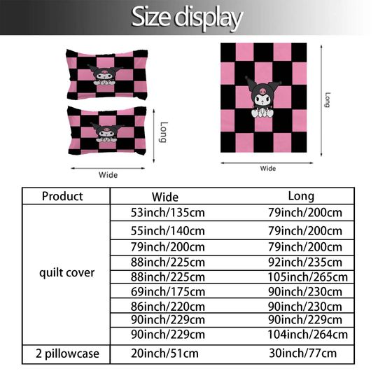 Christmas My Melody Kuromi Bedding Set, Home Decor