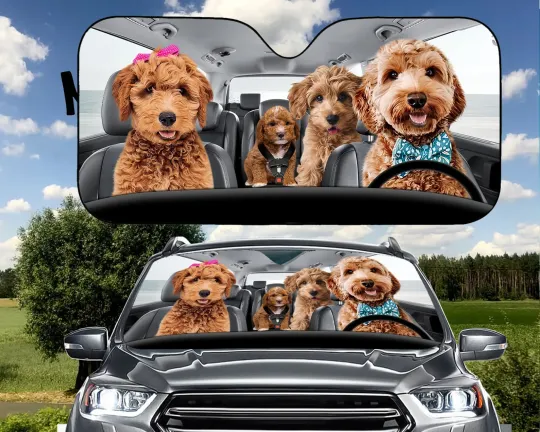 Love Goldendoodle Family Couple Car Sun Shade
