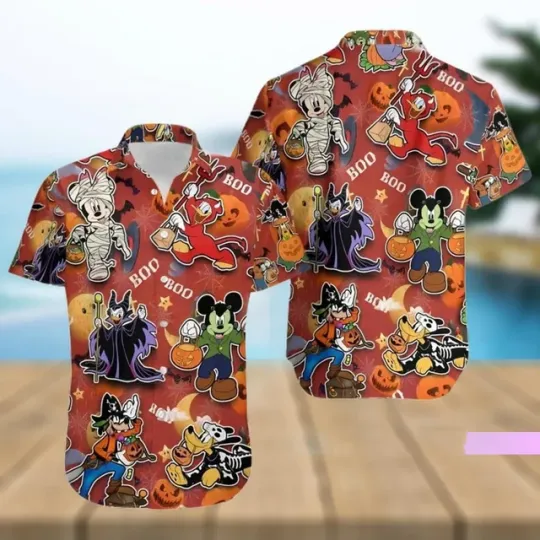 2024 New Disney Halloween Hawaiian Shirt  Mickey Vacation Family Hawaiian Shirt