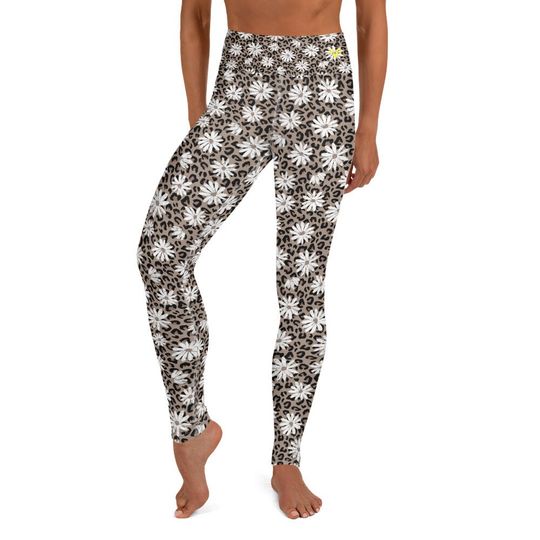 Leopard and Daisies Yoga Leggings
