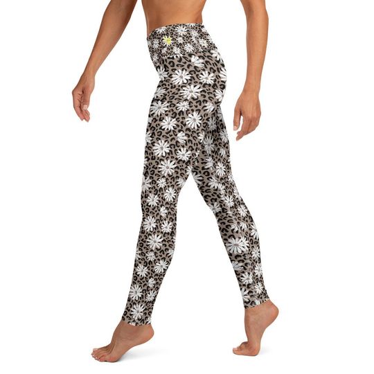 Leopard and Daisies Yoga Leggings