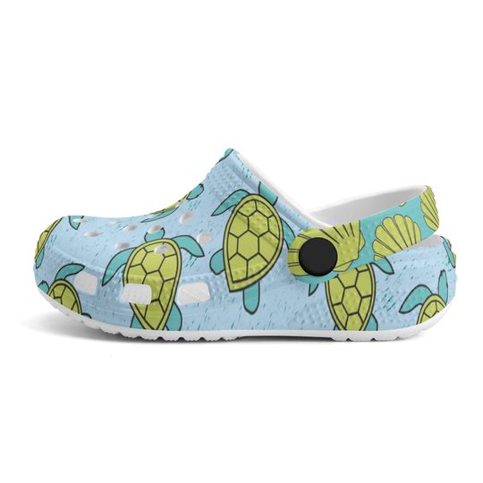 All Over Print Sea Turtle Clogs, Sea Animal Shoes, Beach Sandals, Cute Clog