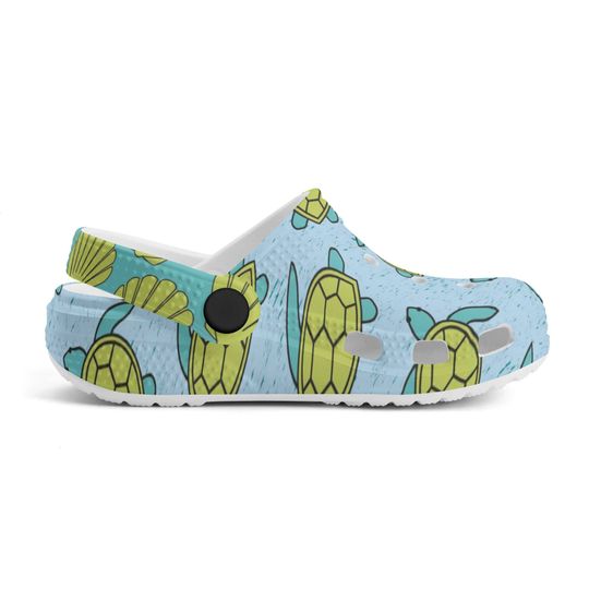 All Over Print Sea Turtle Clogs, Sea Animal Shoes, Beach Sandals, Cute Clog