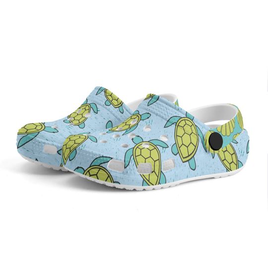 All Over Print Sea Turtle Clogs, Sea Animal Shoes, Beach Sandals, Cute Clog