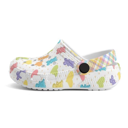 All Over Print Gummy Bear Croc Style Sandals, Cute Pastel Bear Pattern Clogs