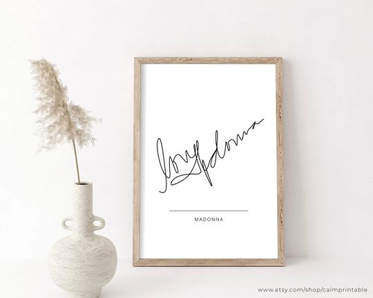 Madonna Autograph Print, Printable Wall Art