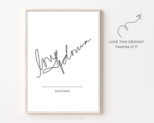Madonna Autograph Print, Printable Wall Art