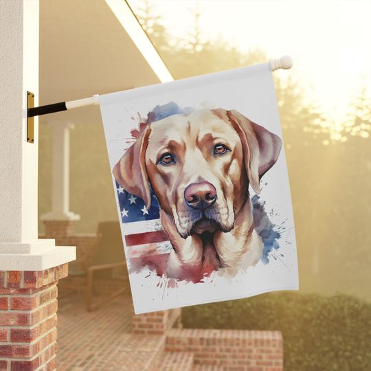 Patriotic Yellow Lab July 4th Memorial Day Garden