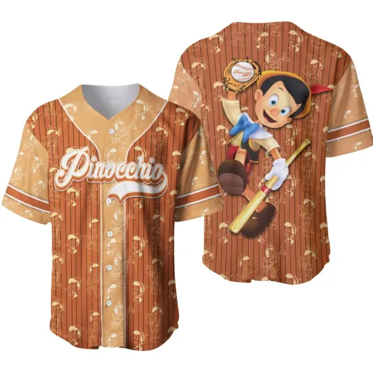 Personalized Pinocchio Button Down Baseball Jersey AOP Shirt