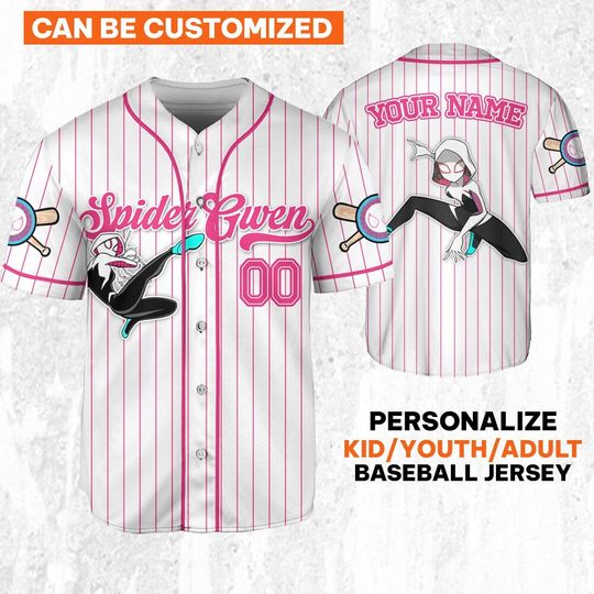 Custom Disney Spiderman Spiderverse SpiderGwen Baseball Jersey
