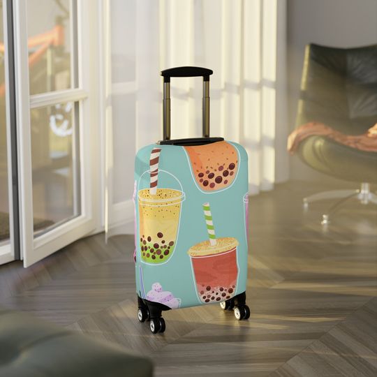 Bubble Tea Inspired Luggage Cover, Summer Vacation, Summer Trip