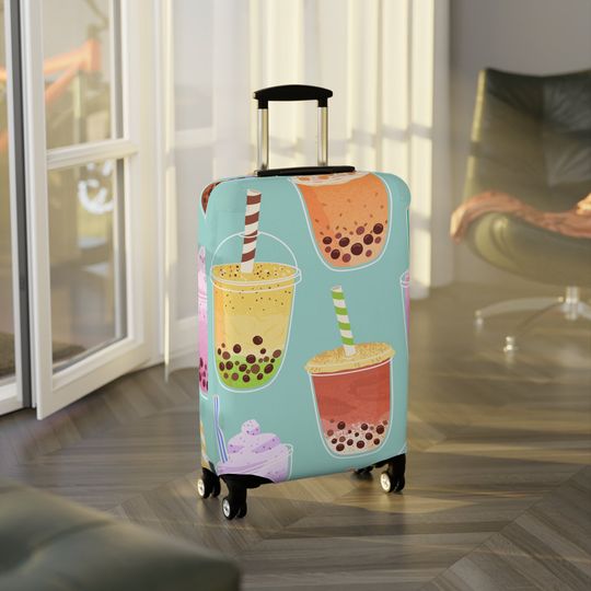 Bubble Tea Inspired Luggage Cover, Summer Vacation, Summer Trip