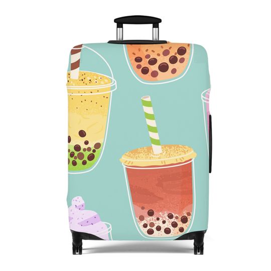 Bubble Tea Inspired Luggage Cover, Summer Vacation, Summer Trip