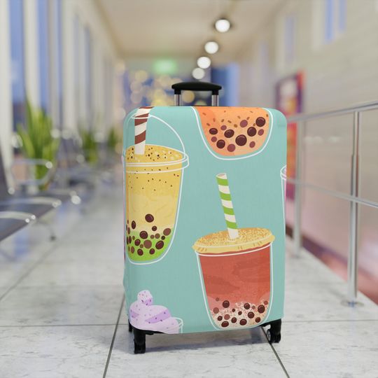 Bubble Tea Inspired Luggage Cover, Summer Vacation, Summer Trip