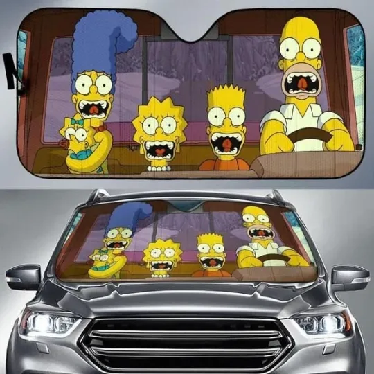 The Simpsons Funny Driving Auto Sun Shade