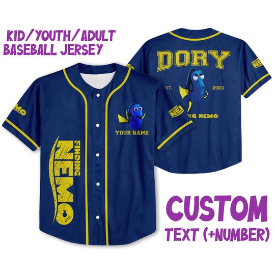 Personalized Disney Finding Nemo Vintage Dory, Disney Baseball Jersey Sports