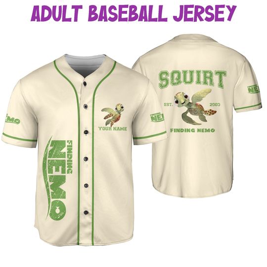 Personalized Disney Finding Nemo Vintage Squirt, Disney Baseball Jersey Sports