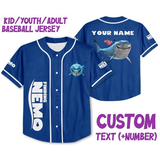 Personalized Disney Finding Nemo Dory And Bruce, Disney Baseball Jersey Sports