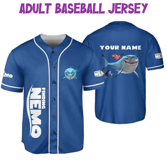Personalized Disney Finding Nemo Dory And Bruce, Disney Baseball Jersey Sports