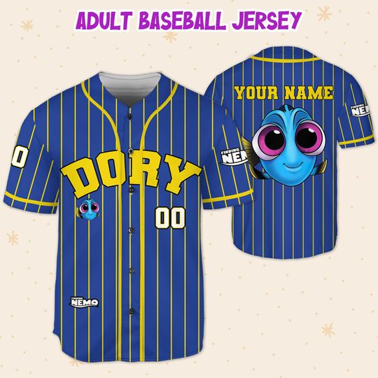 Personalize Finding Nemo Baby Dory Blue Jersey, Disney Baseball Jersey Sports