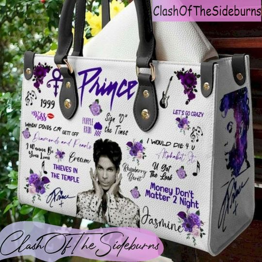 Prince Pur Rain Personalized Leather Bag, Prince Rogers Nelson Custom Handbag