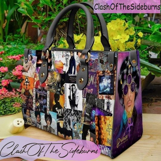 Prince Pur Rain Personalized Leather Bag, Prince Rogers Nelson Custom Handbag