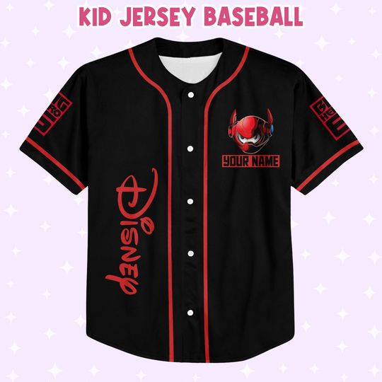 Personalized Disney Big Hero 6 BayMax Strong Baseball Jersey, Custom Big White Robot