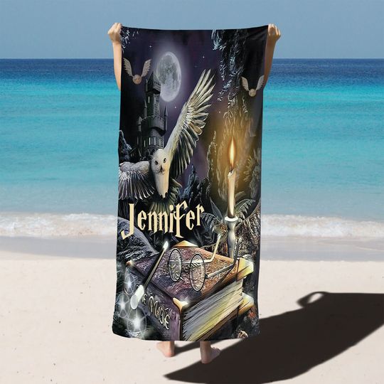 Magic Wizard, Custom Starry Night Towel, Valentine's Day Gift, Wizard Towel, Magic School
