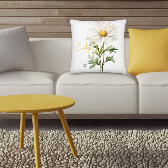 Customizable Birth Month Flower Pillows Custom  Name pillow Monogram Pillow