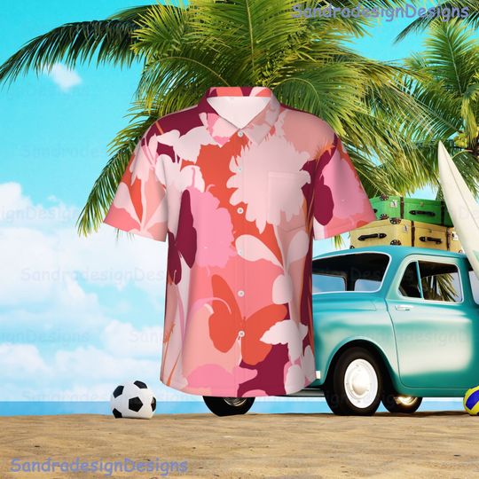 Retro Protea Flowers Button Up Shirt, Floral Shirt