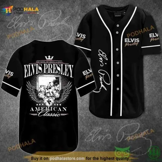 Personalized! Elvis Presley American Classic Black Jersey , Comfortable Short Sleeves