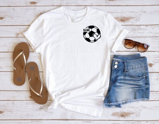 Personalized Name Soft Cotton Tee, Short Sleeve Shirt For Game Day, Soccer Team Shirt, Summer Fashion