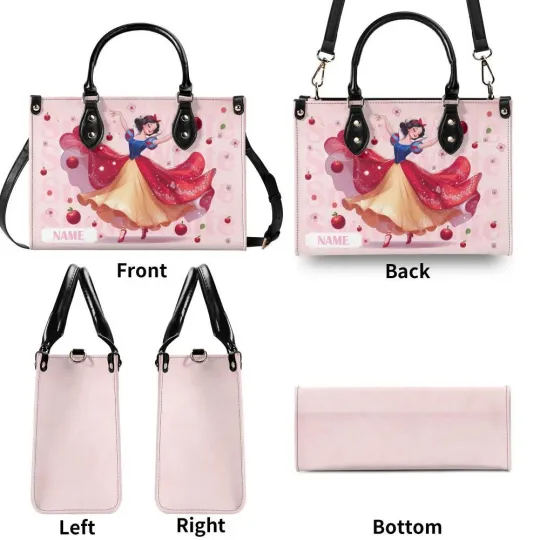 Personalized Snow White Leather Handbag,  Disney Leather Handbag