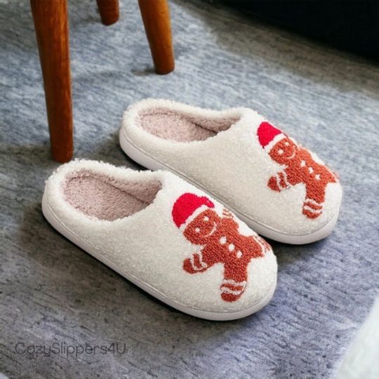 Ginger Bread Slippers | Christmas Slides | Cute, Funny House Slippers for Advent Time